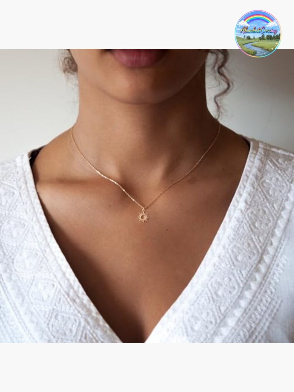 14k Gold Plated Sun and Moon Pendant Necklace Dainty Adjustable Lobster Clasp - Picture 2 of 6